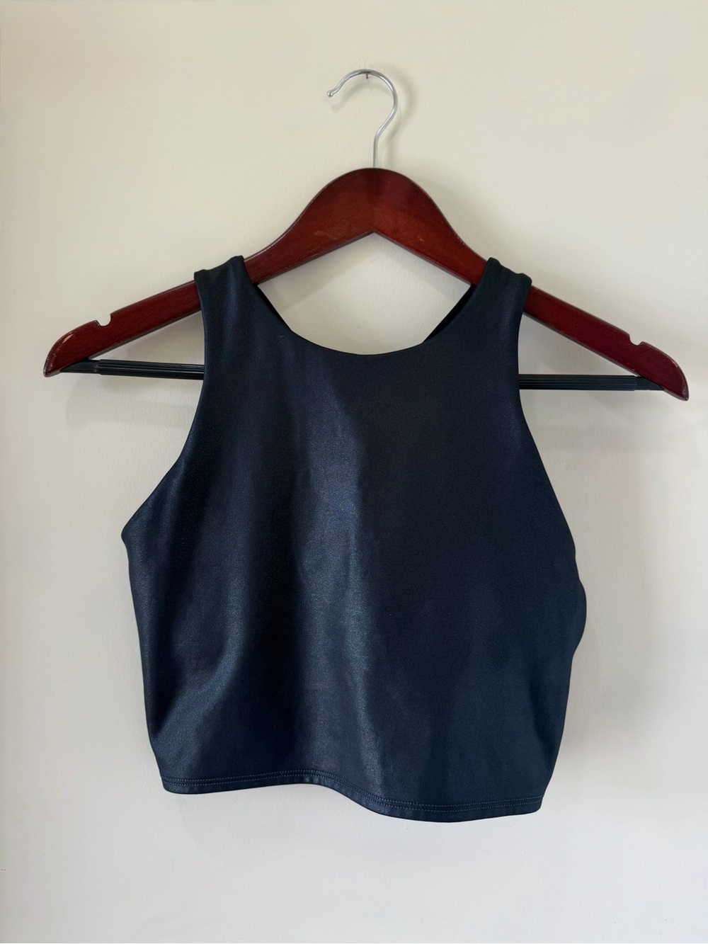 Athleta Elation Shine Tank Metallic Black Crop Top Size S